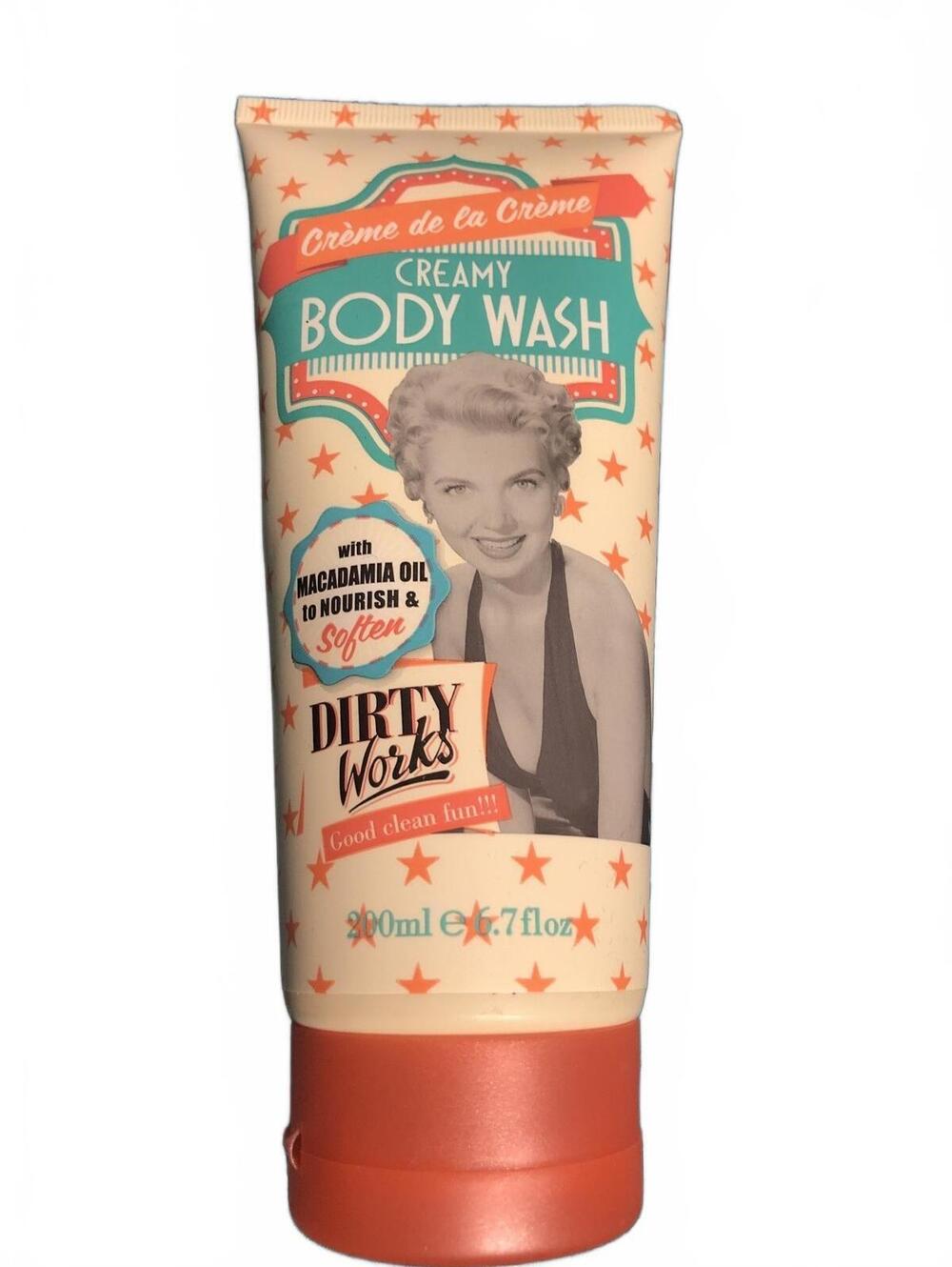 new DIRTY WORKS MACADAMIA OIL TO NOURISH & SOFTEN~CREAMY BODY WASH 6.7 OZ